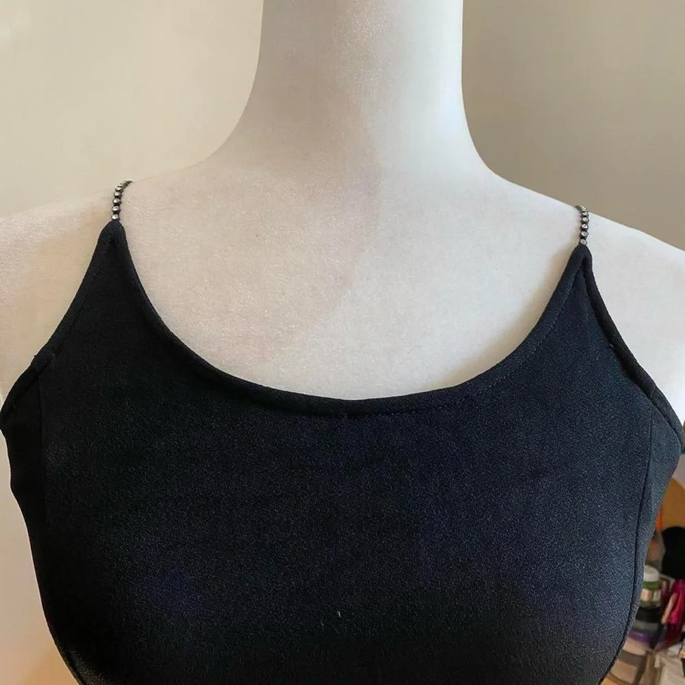 Black Mini Cami Dress With Jewel Straps - Picture 3 of 4
